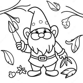 Cheerful Fall Gnome Coloring Page | Fall Gnome coloring page