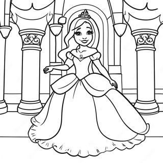 Elegant Princess in a Magical Castle Coloring Page | Princess Game coloring page
