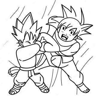 Goku vs Naruto Epic Battle Coloring Page | Goku vs Naruto coloring page