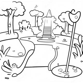 Colorful Mini Golf Obstacles Coloring Page | Mini Golf coloring page
