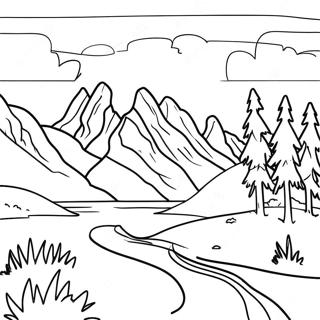 Beautiful Idaho Landscape Coloring Page | Idaho coloring page