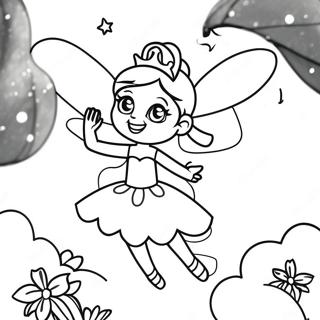 Enchanting Moon Fairy Dancing in the Night Coloring Page | Moon Fairy coloring page