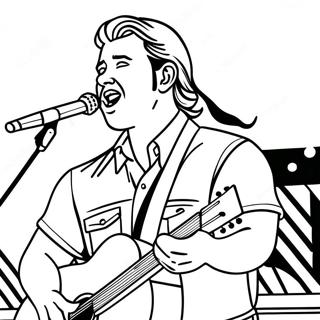 Morgan Wallen Singing on Stage Coloring Page | Morgan Wallen coloring page