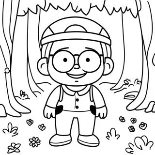 Waldo in a Colorful Forest Coloring Page | Where's Waldo coloring page