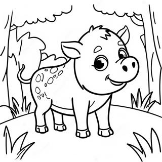 Cute Wild Boar in Forest Coloring Page | Wild Boar coloring page