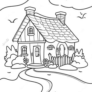 Cozy Cottage Coloring Page | House for Adults coloring page