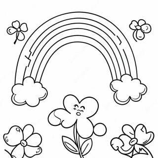 Colorful Rainbow with Shamrocks Coloring Page | Rainbow St. Patrick's Day coloring page