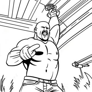 Stone Cold Steve Austin in Action Coloring Page | Stone Cold Steve Austin coloring page
