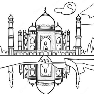 Taj Mahal at Sunset Coloring Page | Taj Mahal coloring page