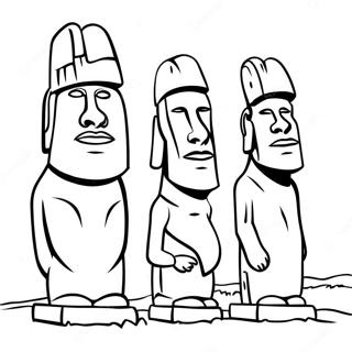 Easter Island Moai Statues Coloring Page | Easter Island coloring page