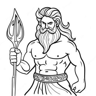Poseidon with Trident Coloring Page | Poseidon coloring page
