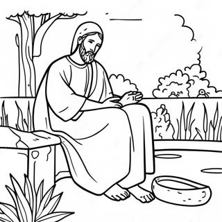 Jairus Daughter in the Garden Coloring Page | Jairus Daughter coloring page