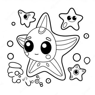 Cute Starfish with Big Eyes Coloring Page | Starfish coloring page