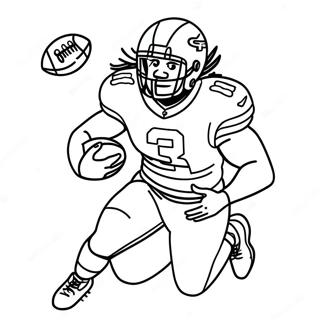 Dalvin Cook Running with Football Coloring Page | Dalvin Cook coloring page