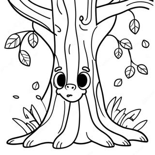 Whimsical Tree Trunk Coloring Page | Tree Trunk coloring page