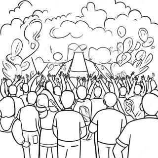 Colorful Community Celebration Coloring Page | National Night Out coloring page