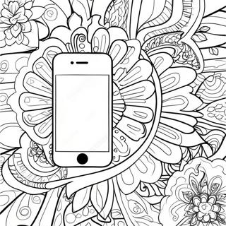 iPhone 14 with Colorful Background Coloring Page | iPhone 14 coloring page
