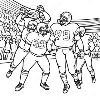 Football Players Celebrating Touchdown Coloring Page | Super Bowl 2024 coloring page