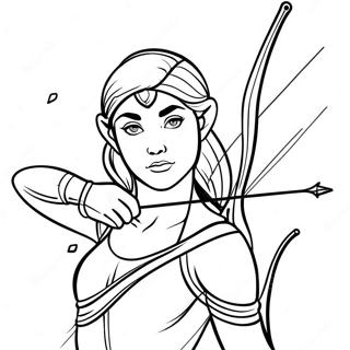 Artemis with Bow and Arrow Coloring Page | Artemis coloring page