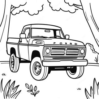 Realistic Ford Truck in Nature Coloring Page | Realistic Ford Truck coloring page