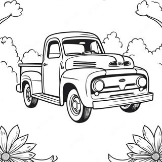 Classic Ford Truck with Vintage Design Coloring Page | Realistic Ford Truck coloring page