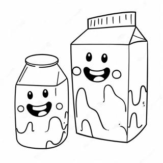 Cute Milk Carton with Smiling Face Coloring Page | Milk and Mocha coloring page