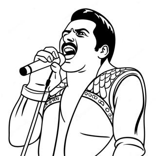 Freddie Mercury Singing Coloring Page | Queen Band coloring page