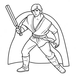Luke with Lightsaber Coloring Page | Luke coloring page