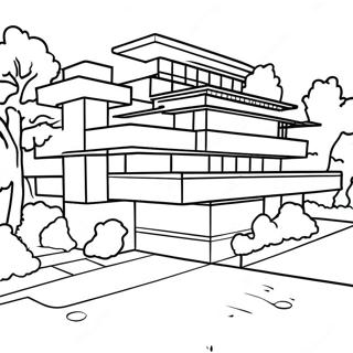 Frank Lloyd Wright Architectural Design Coloring Page | Frank Lloyd Wright coloring page