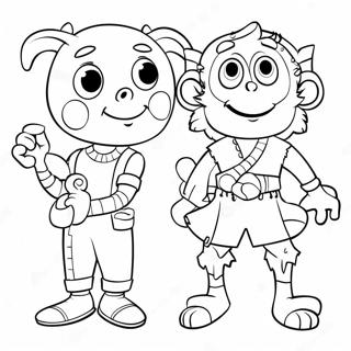 Fraction Coloring Page with Fun Characters | Fraction coloring page