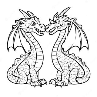 Fearsome Two Headed Dragon Coloring Page | Two Headed Dragon coloring page