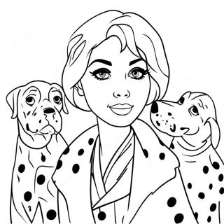 Cruella Deville with Dalmatians Coloring Page | Cruella Deville coloring page