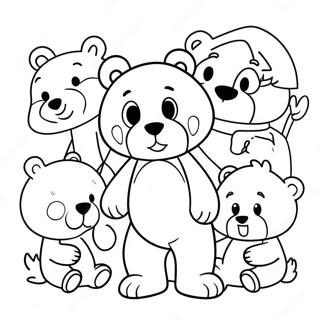 Cute Brown Bear and Friends Coloring Page | Brown and Friends coloring page