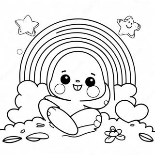 Happy Cyan Rainbow Friends Coloring Page | Cyan Rainbow Friends coloring page