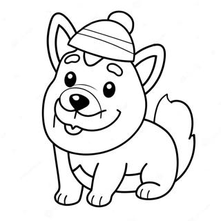 Christmas Corgi with Santa Hat Coloring Page | Christmas Corgi coloring page