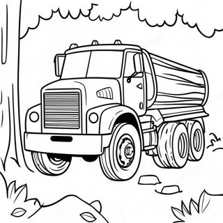 Big Logging Truck in Forest Coloring Page | Logging Truck coloring page