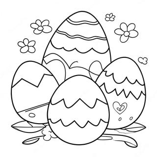 Cute Easter Eggs Coloring Page | Easter for Preschoolers coloring page