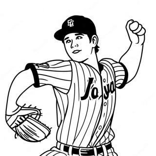 Shohei Ohtani Pitching Action Coloring Page | Shohei Ohtani coloring page