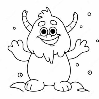 Cute Frozen Snow Monster with Snowflakes Coloring Page | Frozen Snow Monster coloring page