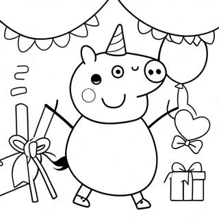 Peppa Pig Birthday Celebration Coloring Page | Peppa Pig Birthday coloring page