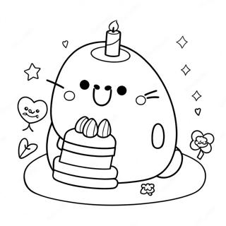 Birthday Pusheen with Cake Coloring Page | Birthday Pusheen coloring page