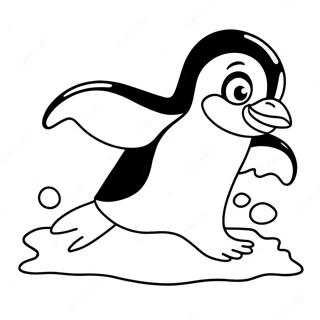 Playful Penguin Sliding on Ice Coloring Page | Antarctic Animals coloring page