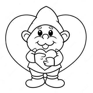Valentine Gnome Holding Heart Coloring Page | Valentine Gnome coloring page