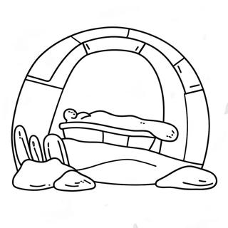 Empty Tomb with Glowing Light Coloring Page | Empty Tomb coloring page