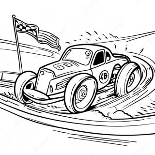 Exciting Dirt Track Racing Scene Coloring Page | Dirt Track Racing coloring page