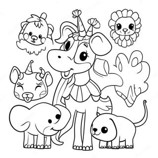 Whimsical Circus Animals Coloring Page | The Amazing Digital Circus coloring page