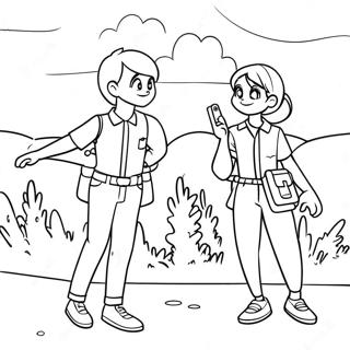 Emma and Ray Adventurous Coloring Page | The Promised Neverland coloring page