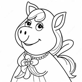 Elegant Miss Piggy with a Flower Coloring Page | Miss Piggy coloring page