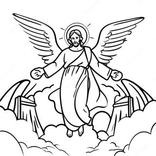 Angelic Resurrection Scene Coloring Page | Resurrection Empty Tomb coloring page