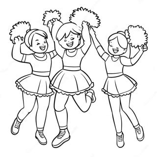Go Team Cheerleaders Coloring Page | Go Team coloring page
